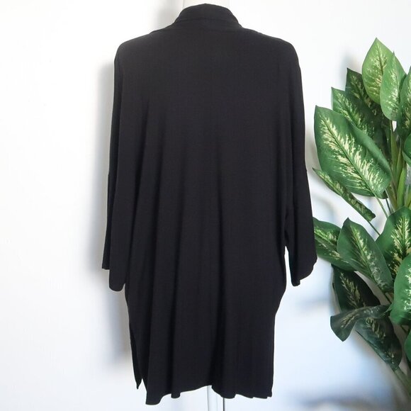 Eileen Fisher Black Viscose Drapey Open Front Cardigan Size Medium M - Picture 6 of 9